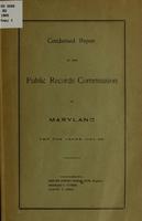 Condensed report of the Public records commision of Maryland for the years 1904-5 