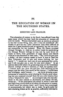 The Education of Woman in the Southern States