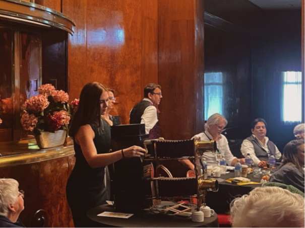 A demonstration of a magic lantern at the Magic Lantern Society Convention