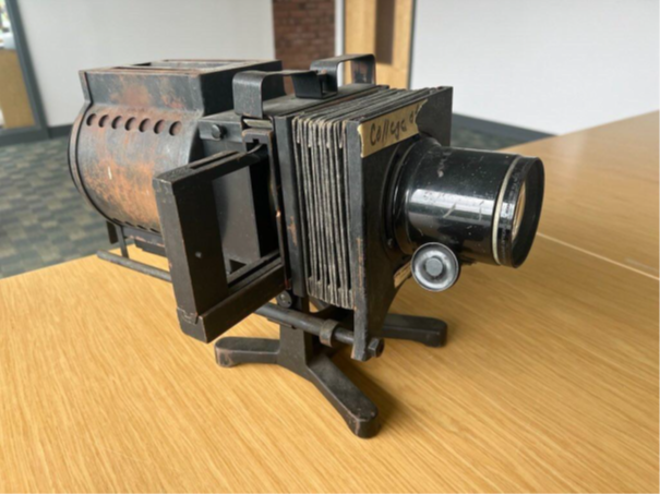 A magic lantern positioned on a table