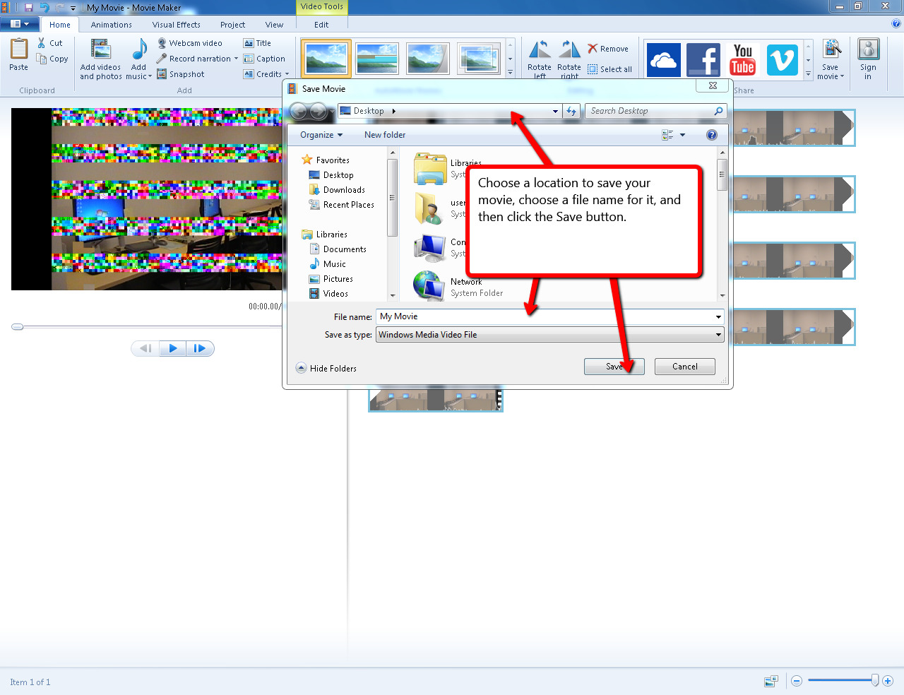 Visual guide to making a DVD of a Windows MovieMaker video step 2. 