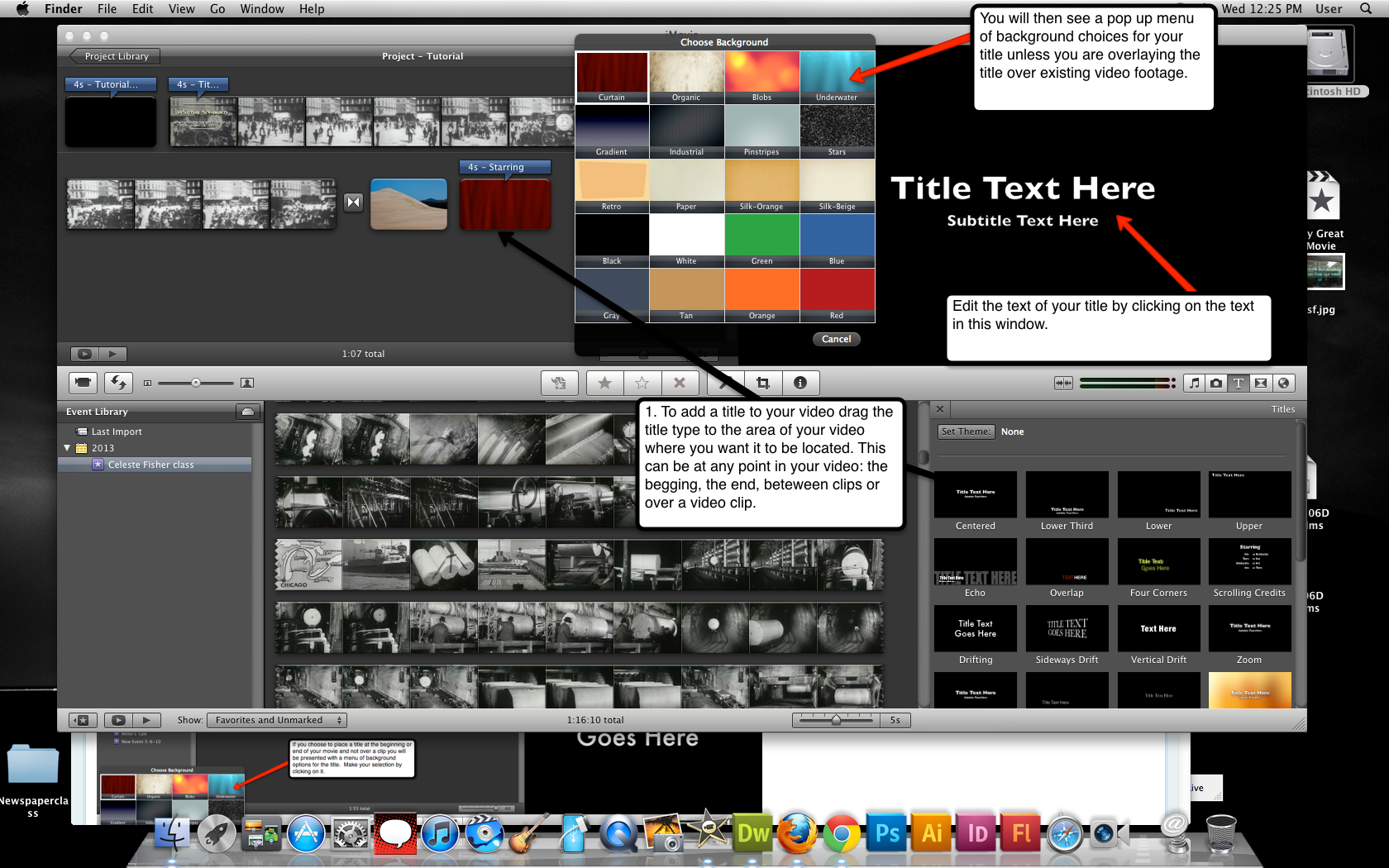 Visual guide to adding titles in iMovie '11