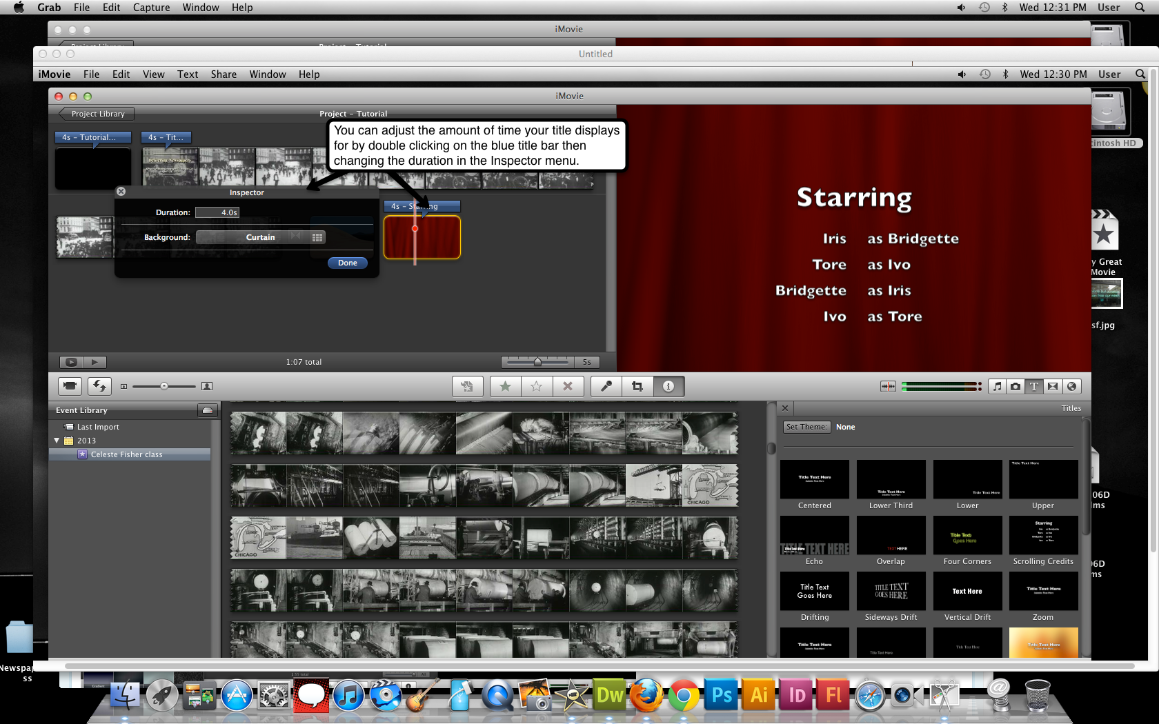 Visual guide to adding titles in iMovie '11