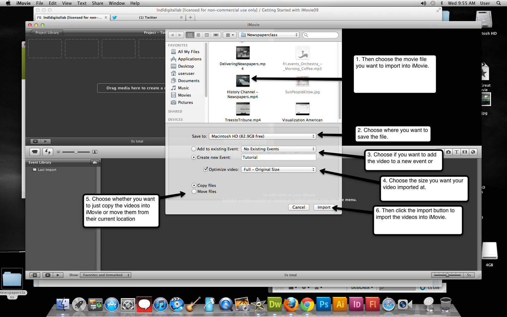 Visual guide on how to import video into iMovie '11