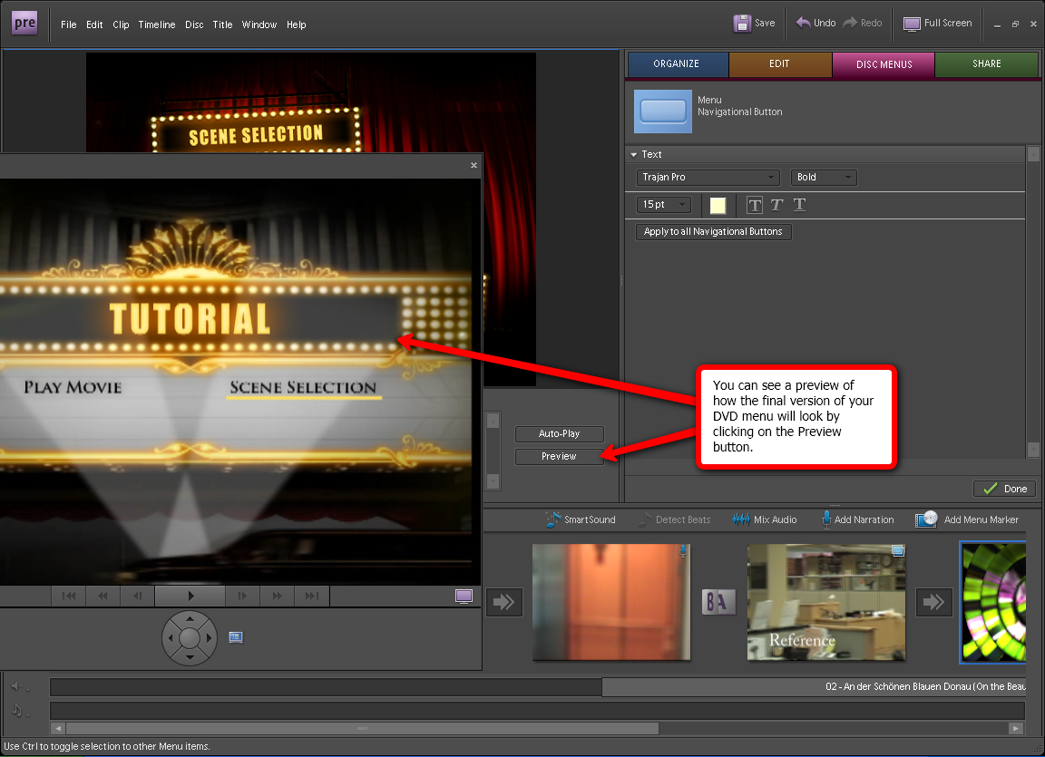 Visual guide to creating a DVD of your movie in Adobe Premiere Elements 7 step 4.